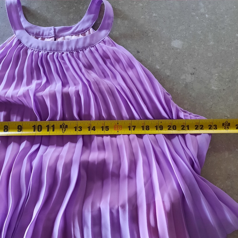 Cato Maxi Dress Womens 18-20 Peach Lavender Halter Neck Pleated Layered Lined - Picture 6 of 14
